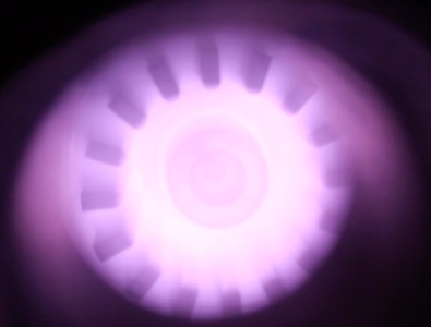 Electrodes undergoing microwave cleaning.